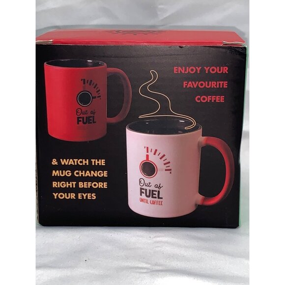 Fuel Gauge Color Changing Red Coffee Mug 10 Oz "Out Of Fuel Until Coffee" NIB - Picture 6 of 10